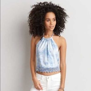 American eagle blue tie halter top